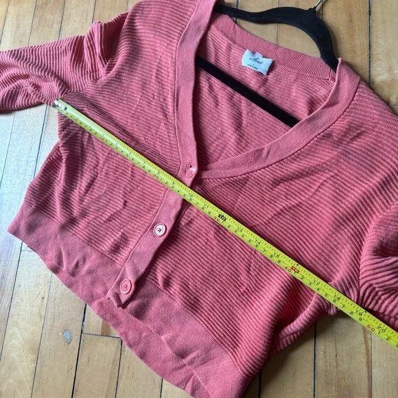 Aritzia Wilfred Sz S Light Knit Orange Cropped Cardigan Sweater - Picture 5 of 8